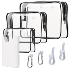 3 Pcs Clear Bogg Beach Tote Bag with 4 11*8.3*2.8 inches, Black set of 4