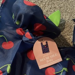 Reusable Bag Foldable Cherry Print Size 8in X 5.75 Lot Of 3