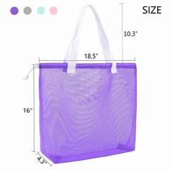 Reusable 4pack Colorful Mesh Beach Tote Bagsmesh Shopping Bag With Drawstring Fo