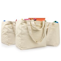 Large Reusable Canvas Grocery Bags (3 Pack) – Heavy Duty, Washable, Dual Handles