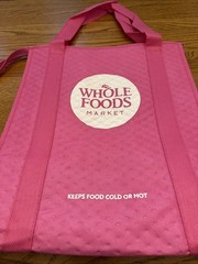 New! Pink WHOLE FOODS Insulated Bag Hot or Cold Thermal Shopping Tote Zipper Top