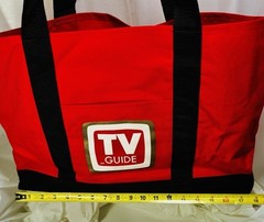 Tote, Bag, Large Heavy Duty Red TV Guide Branded, Includes a Side Pouch