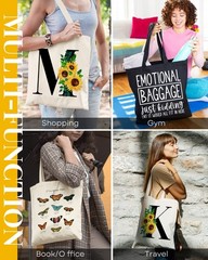 Canvas Tote Bag Aesthetic for Women, Cute Trendy Wave Reusable Cloth Cotton B…