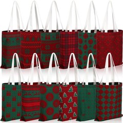 Paterr 12 Pcs Canvas Tote Bags Bulk for Women Reusable Grocery Bags with Hand…