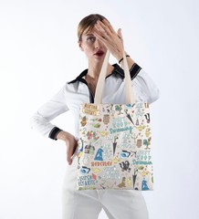 POFULL Movie Characters Collage Carrier Bag 9.2 inches x 6.8 inches, Beige