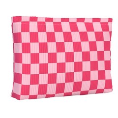Ksriylm Cute Checkered Makeup Pouch for Women Small 10.5×7.87in, Hot Pink