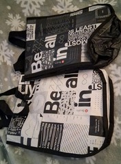 Lululemon Reusable Shopping Tote Bag Small Black Silver Red Lot 2 Recycle EUC