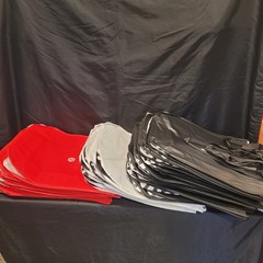 Lot of 37 Lululemon Red Black & White Reusable Tote Shopping Bag Coated Canvas