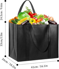 10 Pack Heavy Duty Reusable Grocery Bags XL Shopping Totes 45lb Foldable Black