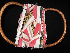 Carpet Bag Woven Tote Weekender Craft Knitting Beach Bag Wooden Handle