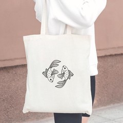 THEYGE Goldfish Tote Bag Aesthetic Cute Fish Tote Bag for Women Large Vintage…