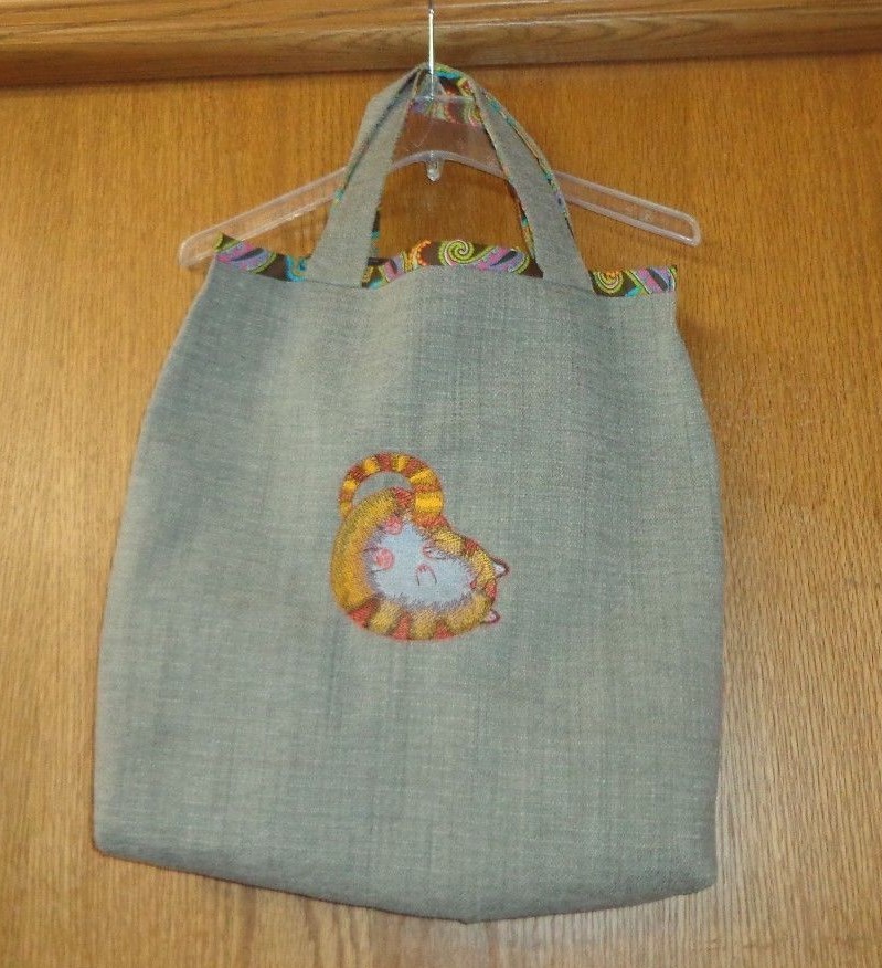 Upscale shopping TOTE BAG – Carpet bag plush upholstery fabric, cotton lined