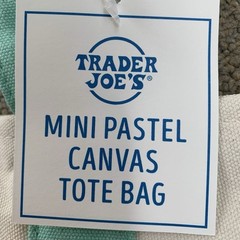 NWT Trader Joe’s Mini Pastel Canvas Tote Bags, 2 Colors: Purple, Pink