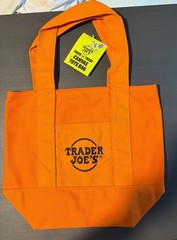 TRADER JOE’S SMALL CANVAS ORANGE HALLOWEEN GROCERY SHOPPING TOTE BAG CARRIER