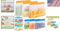 Leakproof Freezer Safe Bags – 12 Pack Reusable Storage Bags for Food Freshness