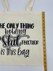 Reusable Cream Black Cotton Light Weight Canvas Tote Bag Funny Sarcastic