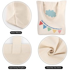 Segarty Blank Canvas Grocery Bag, 3 Pack 20X15in Reusable Large Shopping Plai…