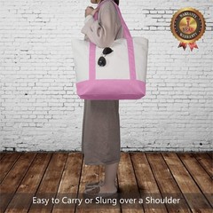 TOPDesign 1-Pack Canvas Tote Bag with an External Pocket, Large, Pink/Natural