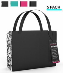 Reusable Tote Bags Groceries Shoes Carrying Bag 12″ x 16″ x 6″ Travel Totes 5 PK