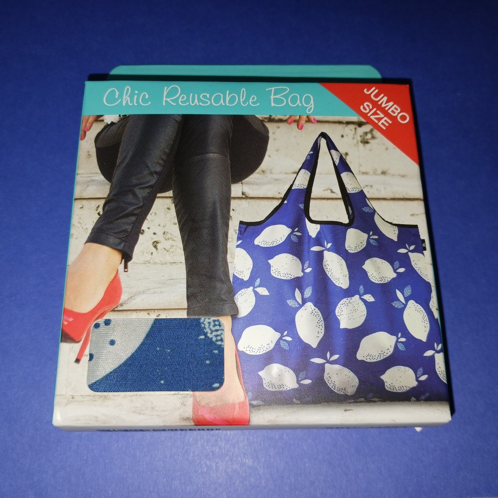 YAYbag Jumbo Reusable Tote Carry Bag – Blue Lemon – NEW
