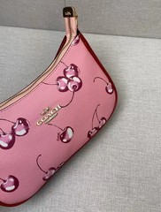 NWT Teri 2way Shoulder Bag Canvas Leather Cherry Print Pink CR290 New