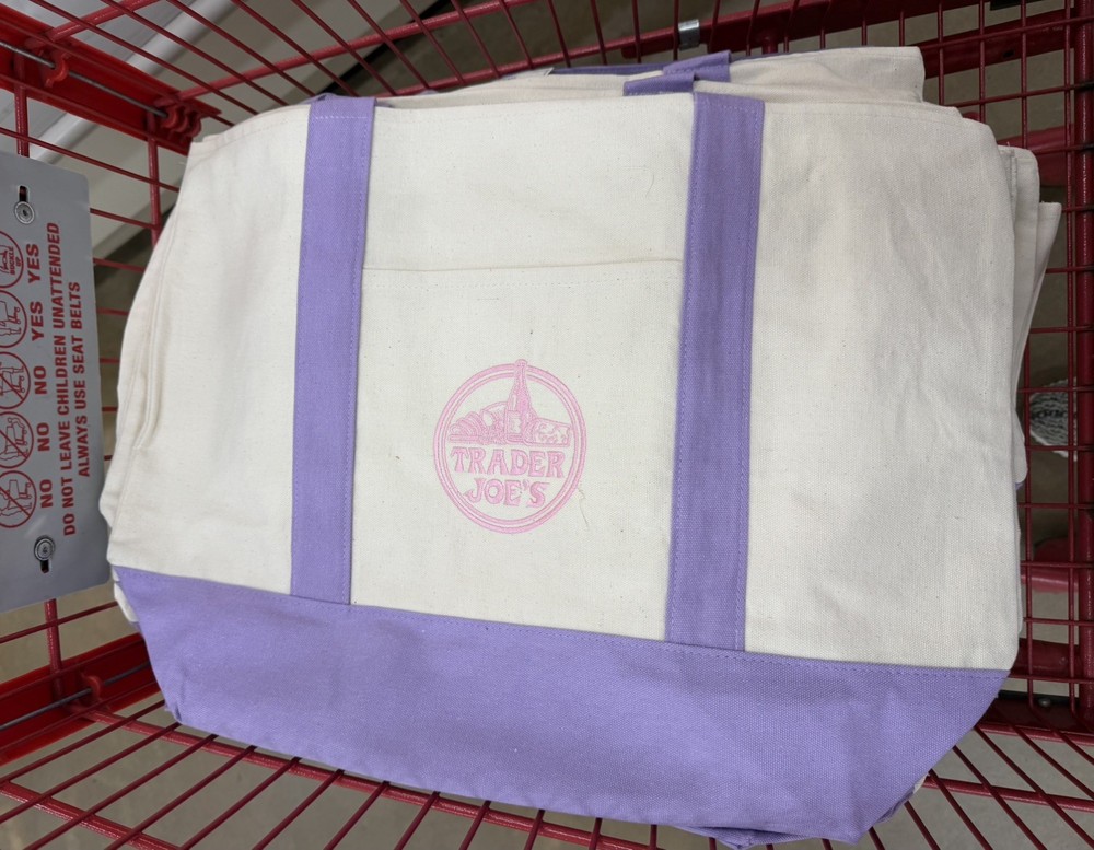 Trader Joe’s Lavender Purple Large Canvas Tote Bag 2026 IN HANDS