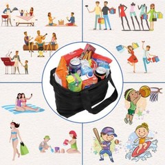 3 Pack Nylon Grocery Bags Reusable Tote Bags Heavy Duty Foldable 19x19in