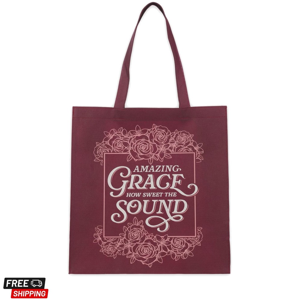Reusable Inspirational Scripture Shopping Tote Bag for Women: Amazing Grace, …