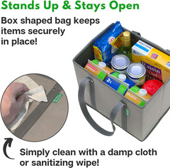 Reusable Grocery Bags (3 Pack) – Heavy Duty Reusable Shopping Bags with Box Shap