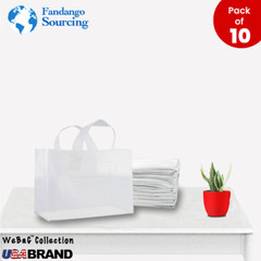 SHOPPING BAG WHITE TOTE BAG REUSABLE RECYCLABLE GIFT & PROMO BAG 10 PCS WHITE
