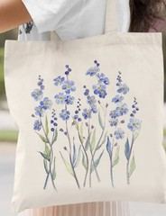 Kimoli Floral Canvas Tote Bag – Cream Purple Lilac