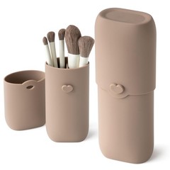 zoka Silicone Makeup Brush Holder, Travel Case, Warm Taupe