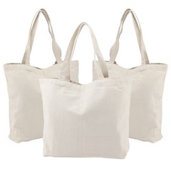 Segarty Blank Canvas Grocery Bag, 3 Pack 20X15in Reusable Large Shopping Plai…
