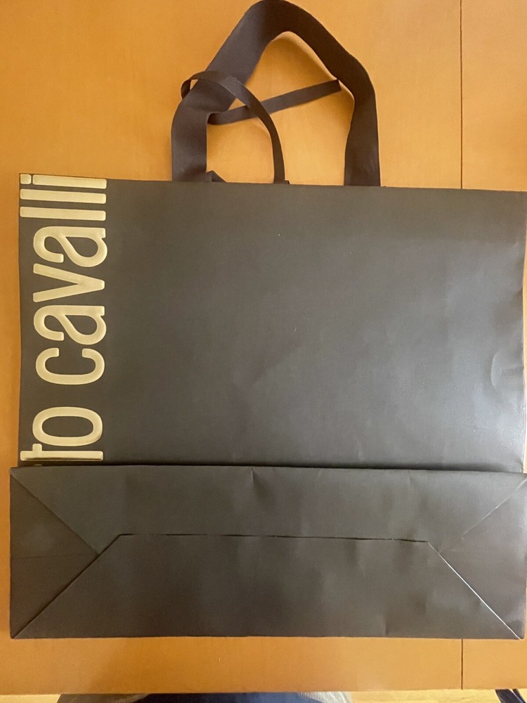 Roberto Cavalli Reusable Paper Shopping Bag Gift Rope Handle 17.5x 15.5×6”,new