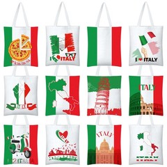 12 Pcs Italy Tote Canvas Bags Souvenir Gifts Italy Flag Red White and Green R…