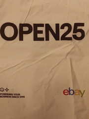 Ebay Open 2025 Eco Friendly Reusable Tote Beige 14″Wx16″L Handle & Souvenir Pin
