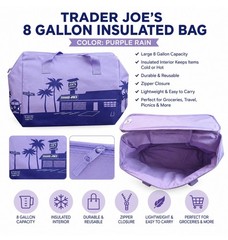 Trader Joe’s 8 Gallon Purple Reusable Insulated Bag Cooler Large Purple Rain NWT