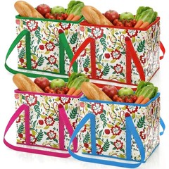 4 PCS Reusable Grocery Bags HeavyDuty Shopping Tote Car Organizer 50 Lbs