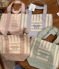 Trader Joe’s MINI- TOTES 4 pack canvas – blue, pink, green , tan. Non smoking