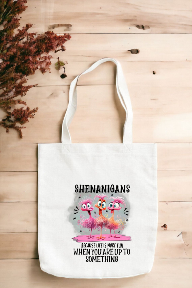 Shenanigans Because Life Is More Fun Canvas Reusable Tote Bag/Funny Shopping Bag