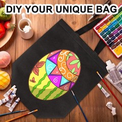 100 Pack Black Reusable Totes Bag with Reinforced Handles Non Woven Bulk Shop…