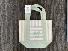 Trader Joe’s Stripped Mini Canvas Tote Bag 10.5″x13″ Green/White