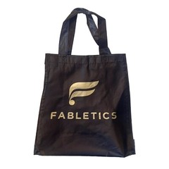 Fabletics Reusable Shopping Gift Bag Tote Gym Cream Gold Logo 10.5”x9”x4”