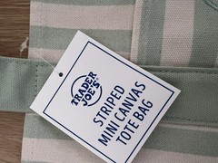 Trader Joe’s Striped Mini Canvas Tote Bag Green White Reusable – Limited Edition