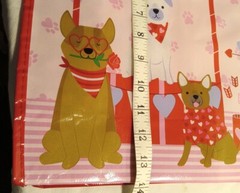 TWO Valentine’s Day Cats & Dogs Pugs & Kisses Reusable Tote Bags Size 14″x 14″