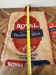 Royal Basmati Rice Jute Tote Bag India Burlap Market Bag Farmhouse Boho Decor