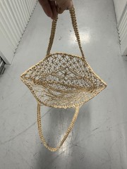 Beige String Mesh Foldable Bag for Decor or Eco- Smart Use