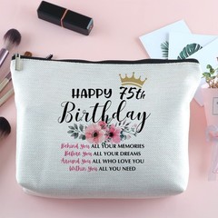 75th Birthday Gifts for Women Zipper Travel Makeup Bag Best 75
