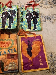 4 Trader Joes Shopping Bag 50 Anniversary 1967 Atlanta Orange Chicken Tote Lot
