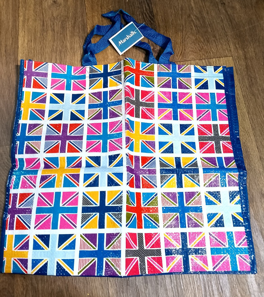 Marshalls British multicolored flags shopping tote 18.5x7x17 inches